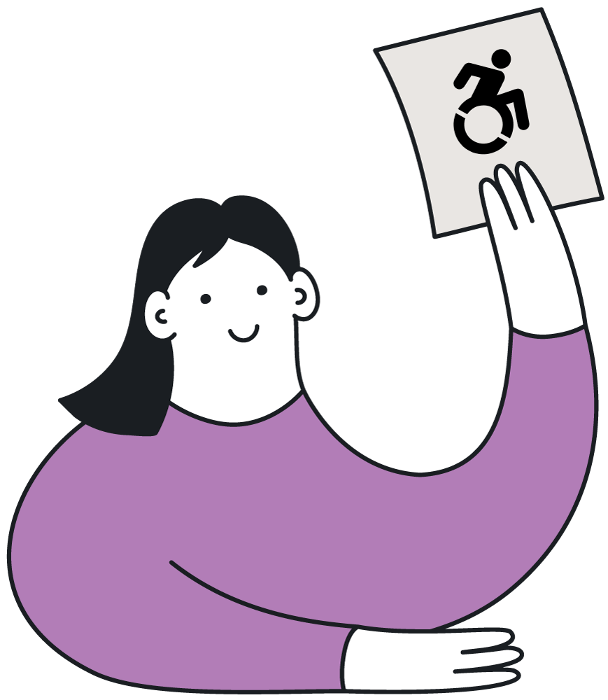 Mujer con cartel discapacidad