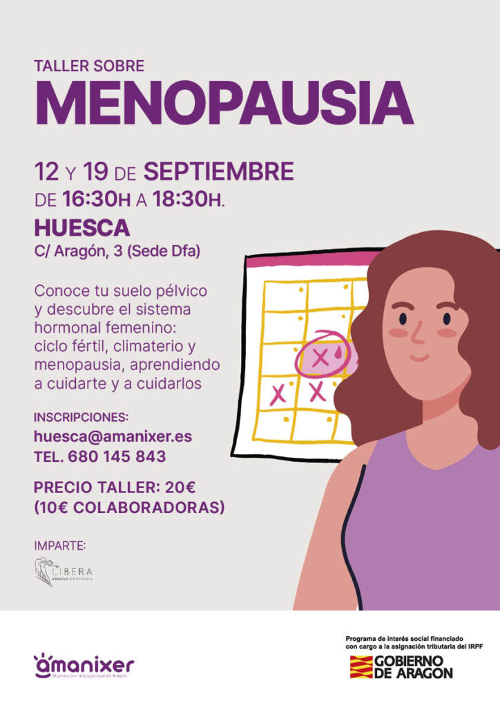 Cartel taller menopausia en Huesca
