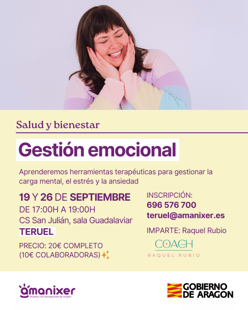 Cartel del taller de gestión emocional en Teruel