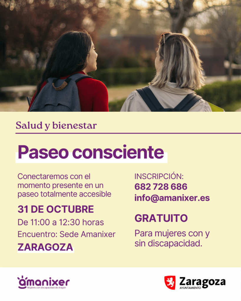 Cartel del paseo consciente y accesible en Zaragoza