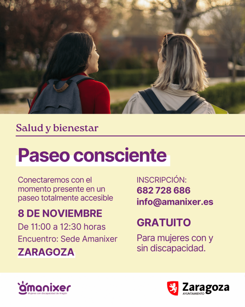 Cartel del paseo consciente y accesible en Zaragoza