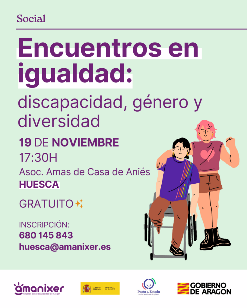 Cartel de la charla sobre igualdad en Huesca