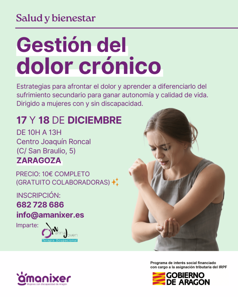 Cartel del taller de dolor crónico en Zaragoza