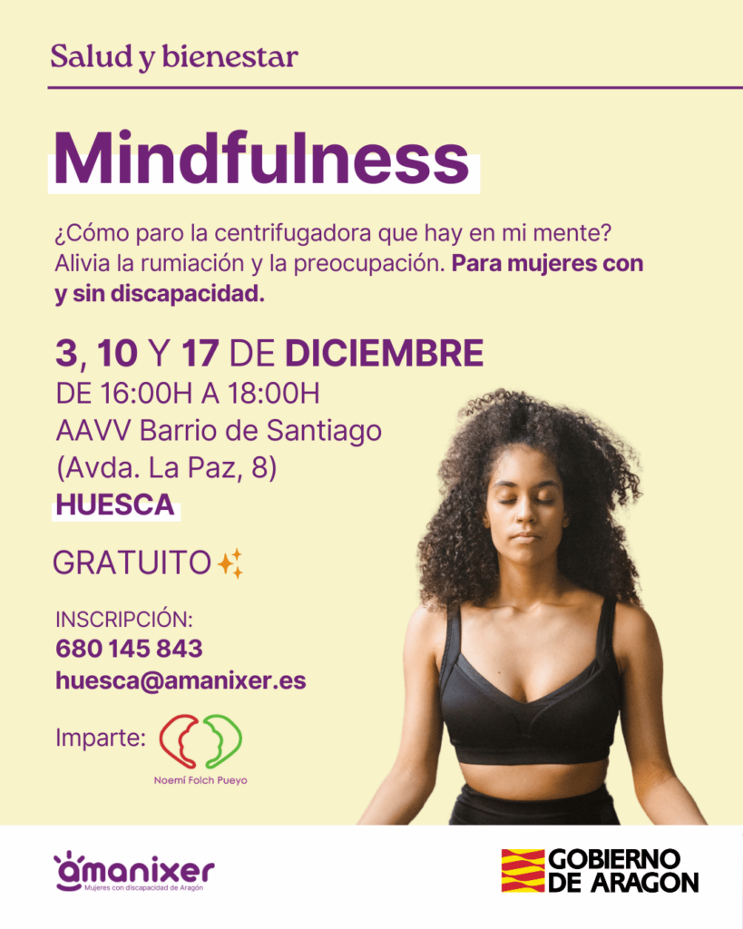 Cartel del taller de mindfulness en Huesca