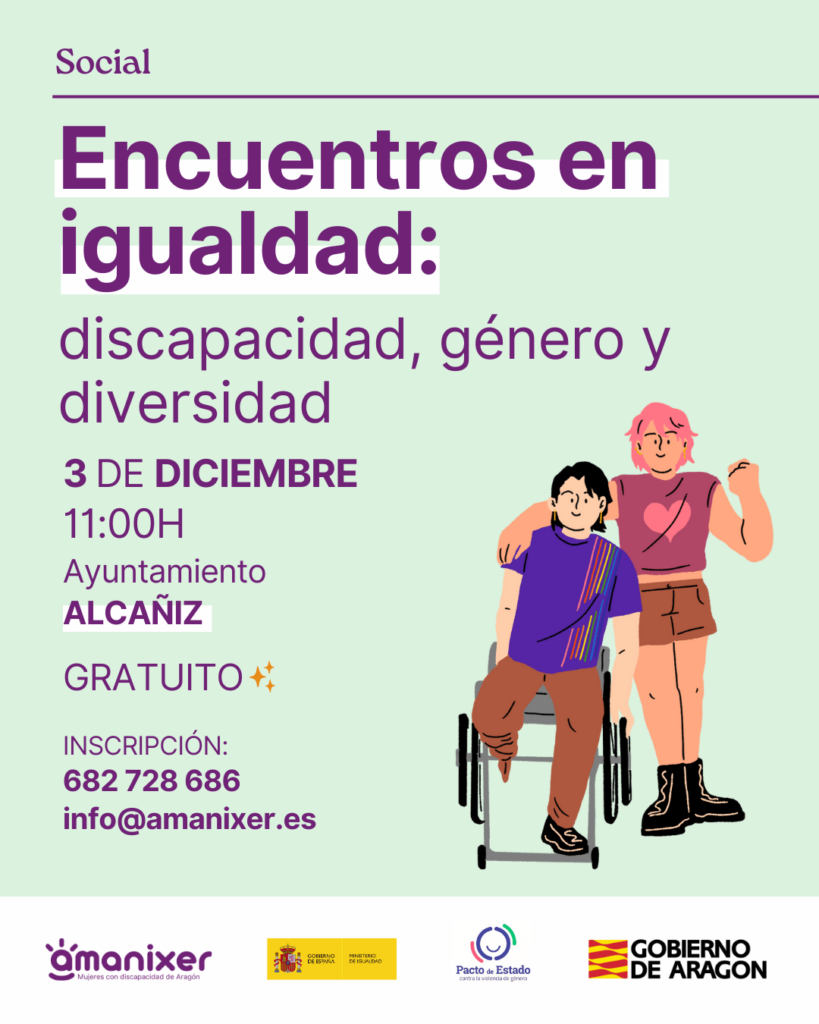 Cartel de la charla sobre igualdad en Alcañiz