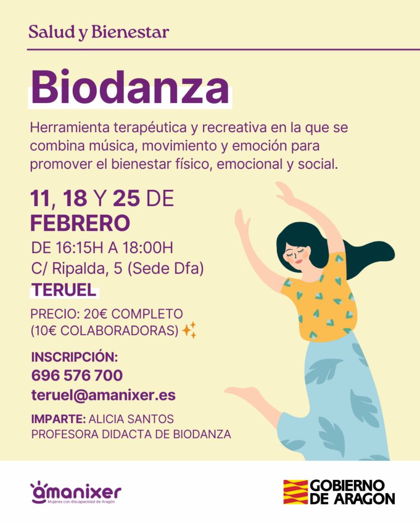 Cartel de Biodanza para mujeres en Teruel